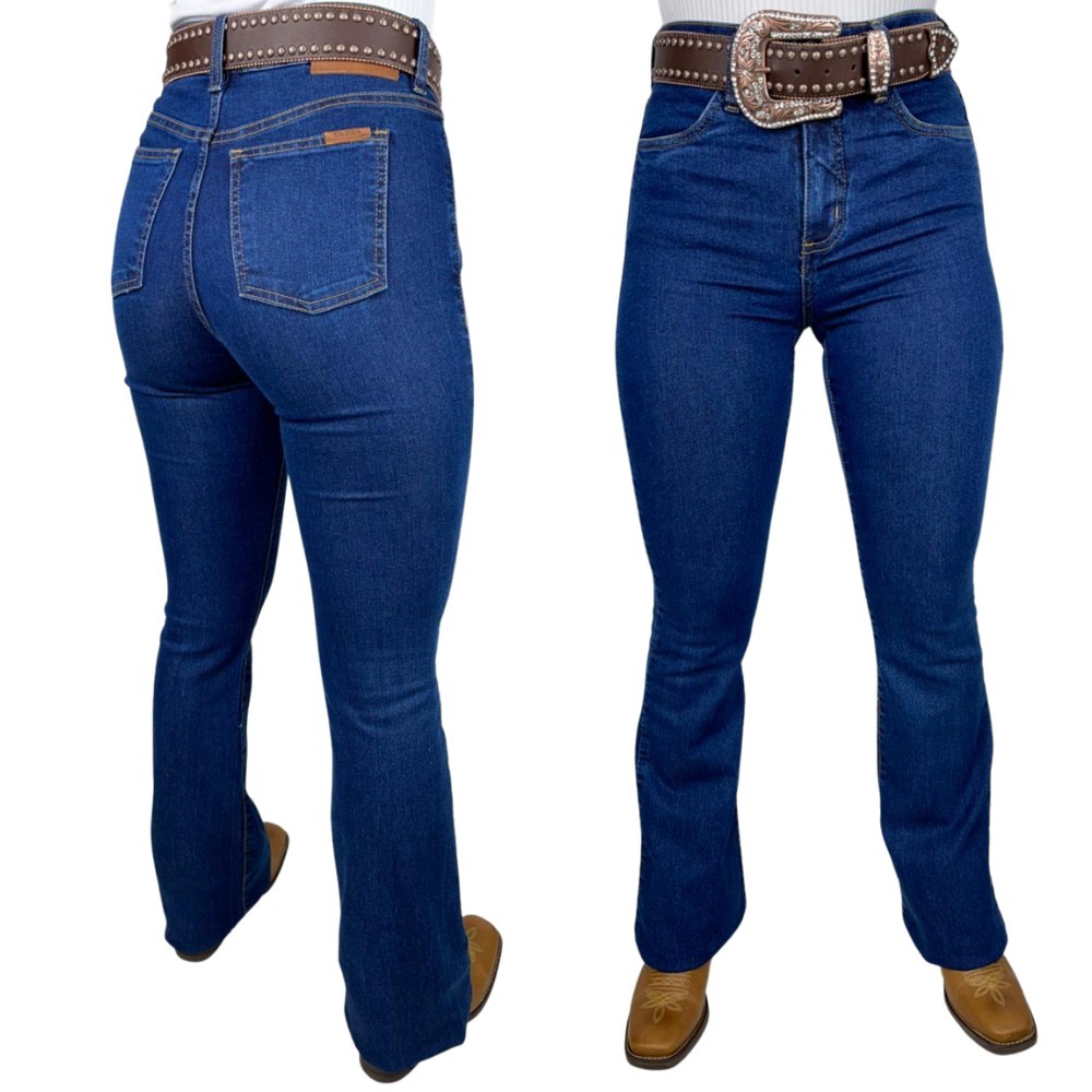 Calças Jeans De Cintura Alta Com Botão Único, Corte Bootcut, Com Pregas E  Alto Estiramento, Roupas E Jeans Femininos