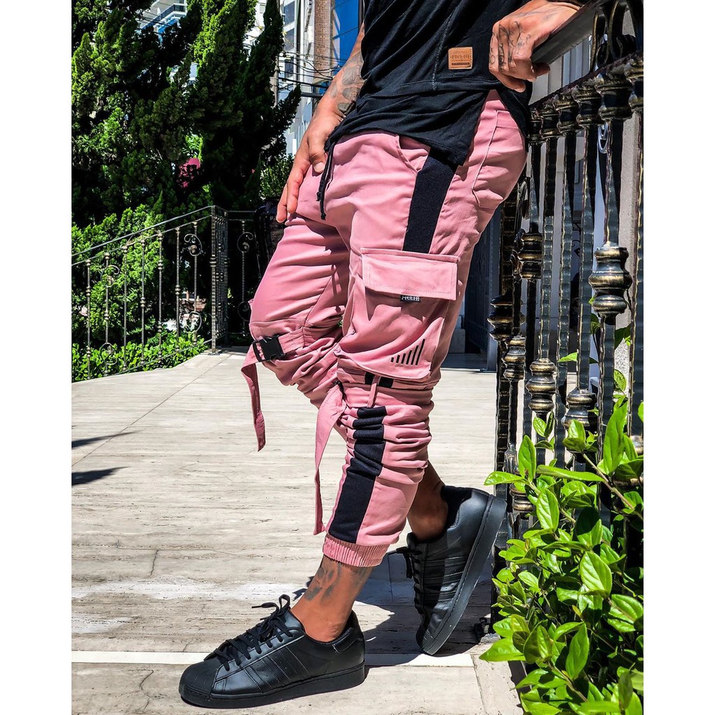 Calça 2024 rosa masculina