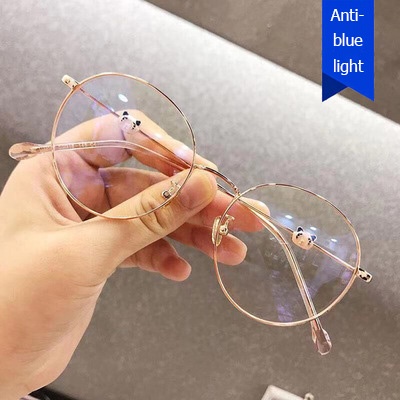 Óculos De Moda Coreanos Anti-Radiação Redondos Salamin Eye Glasses ...