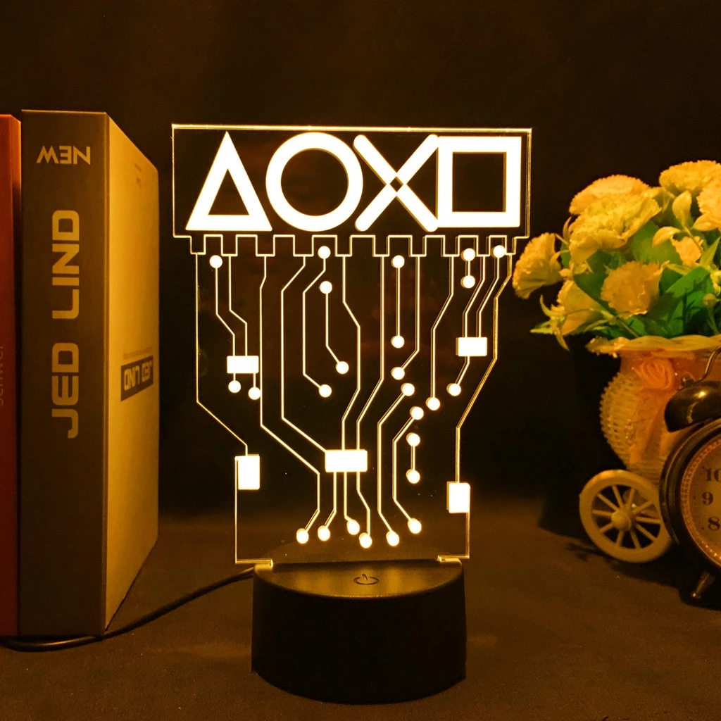 Lâmpada De Luz Noturna 3D Logotipo OX Mesa De Jogos Setup Console Ícone Sensor Crianças Criança Presente De Cabeceira Aniversário Xmas