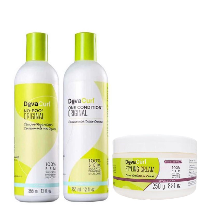 Kit Deva Shampoo No-poo +one Condition +styling Cream 250g | Shopee Brasil