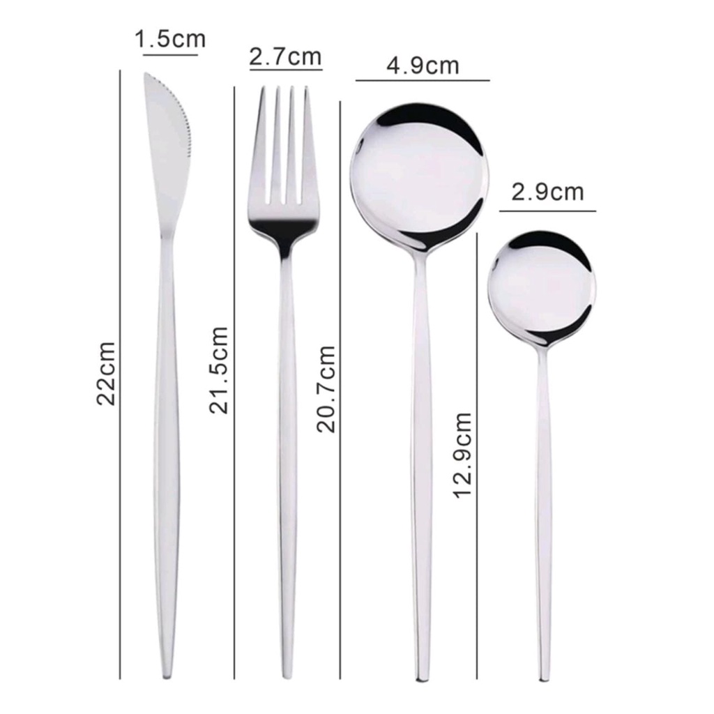 Jogo Conjunto de Talheres Inox Luxuoso Cor Prata 4 Peças Colher Redonda ...