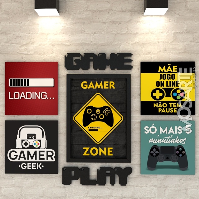 Conjunto Quadros E Letras Gamer - Game Play