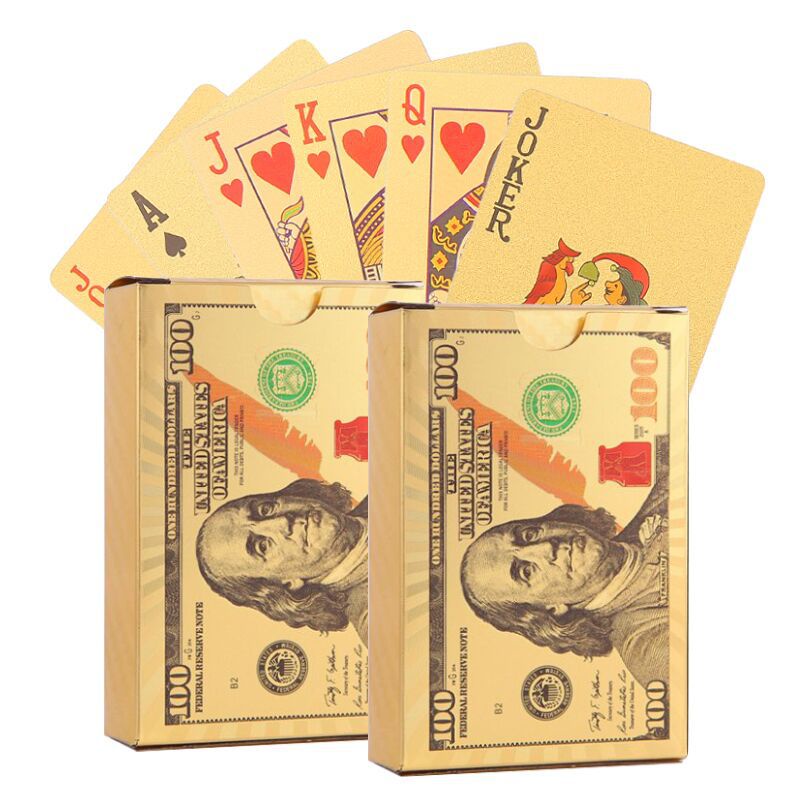 Baralho Dolar Dourado Ouro Folheado A Prova D'agua Poker 54 Cartas