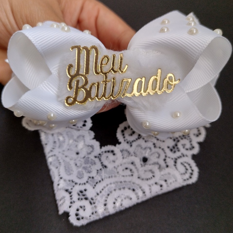 Laço Branco Luxo Para Batizado Infantil Menina | Shopee Brasil