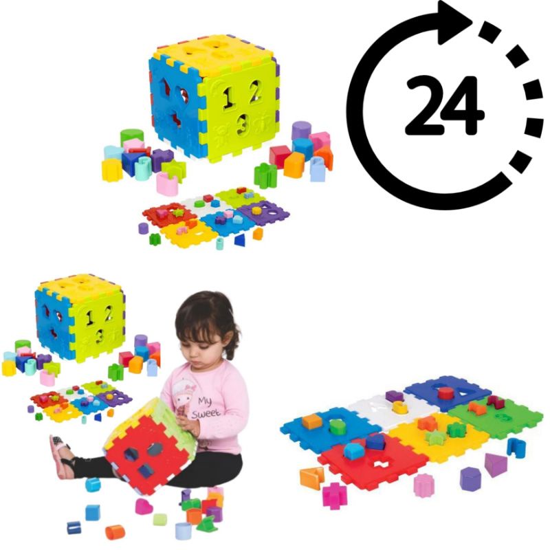 Cubo Didático Jogo De Encaixe As Peças Crianças Bebe 1 Anos Infantil  Educativo Brinquedo