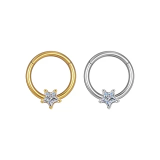 Piercing Argola Segmento Articulado Aço Cirúrgico Estrelas Zircônia | Septril, Rook, Conch, Nariz