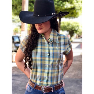 Camisa Xadrez classic Feminina Manga Curta Country original
