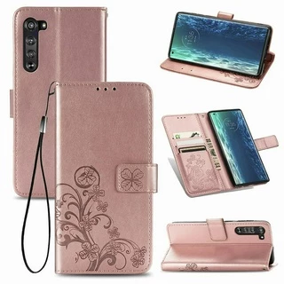 Capa Flip De Couro Pu Estampa Trevo Da Sorte Para Motorola Edge G9 Plus, Moto G8 Power G8 Play