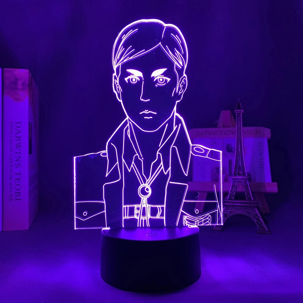 Lâmpada 3d Anime Attack on Titan Erwin Smith Para Quarto Decorativo Luz Crianças Presente De Aniversário Manga LED Noite