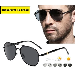 Óculos de Sol Masculino Aviador Tam Grande Polarizado tipo transition Uber Moto SMT04
