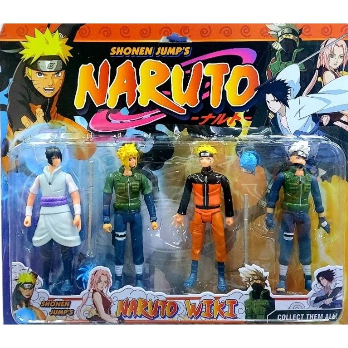 Naruto Kit Completo 4 Bonecos Articulado 15cm Uzumaki Sasuke