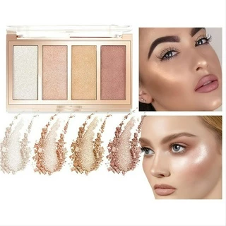 Paleta de contorno com destaque de quatro cores, brilho fino, brilhante, modificação perolada, contorno do rosto, nariz, sombra