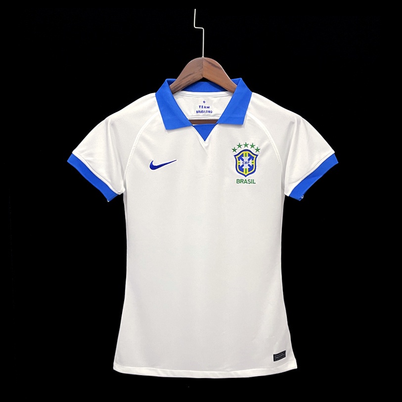 Camisa Brasil 2022/23 Torcedor Feminina Branca Gola Verde Estampa