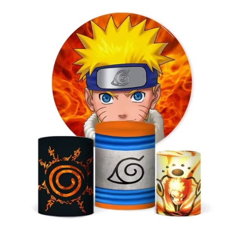 Capas Cilindro E Painel Redondo Naruto Boruto Veste Facil