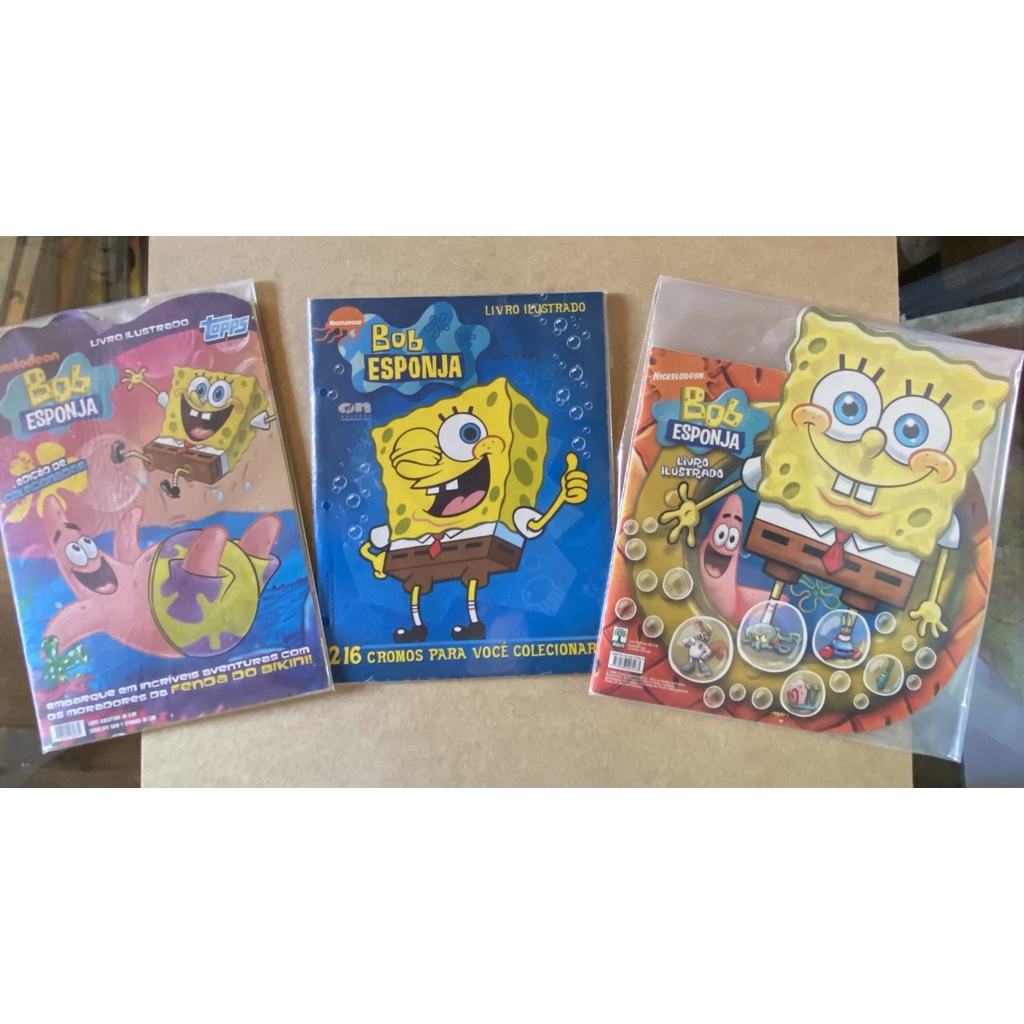 Álbum de figurinhas Bob Esponja - lote com 3 álbuns | Shopee Brasil