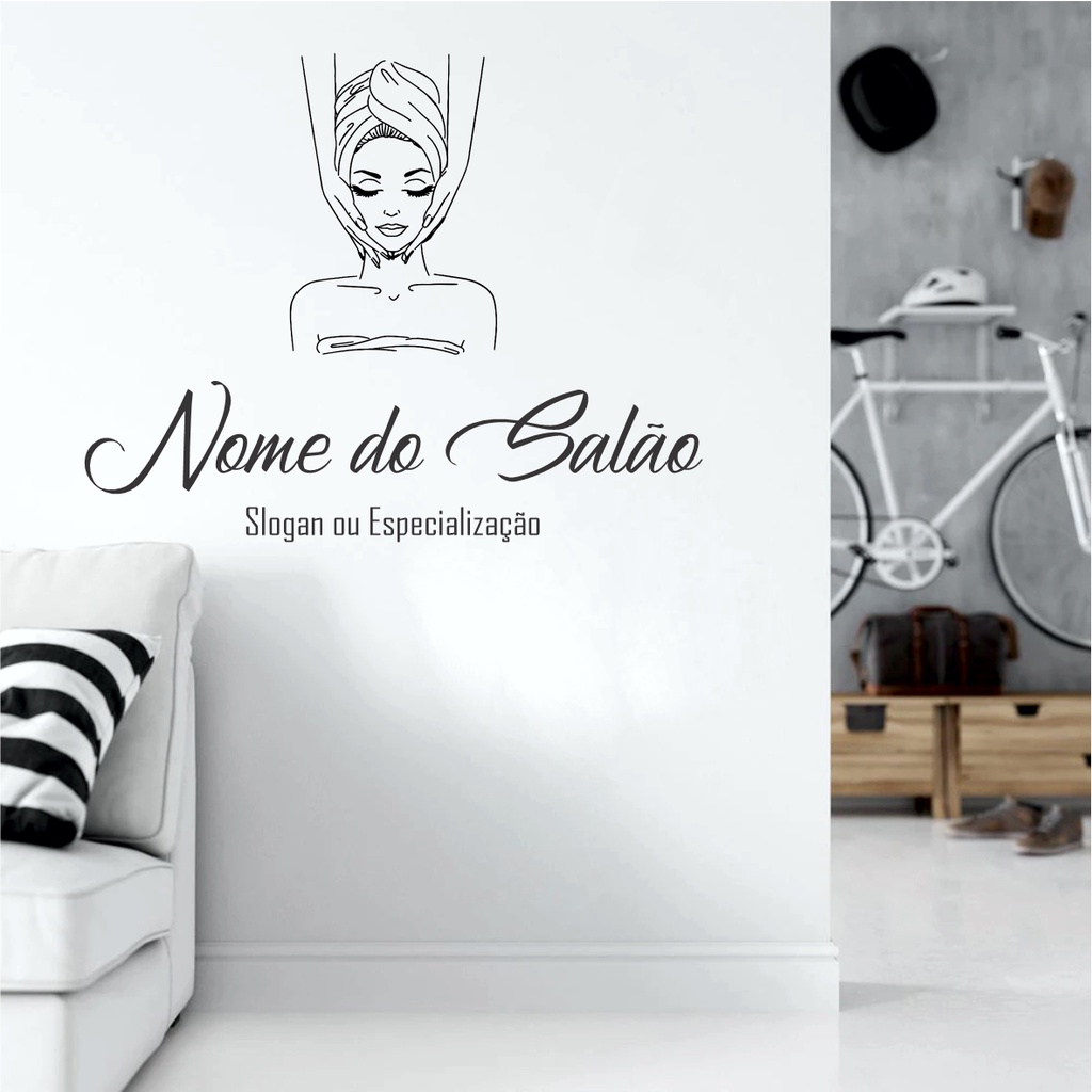 Adesivo De Parede Decorativo Nome Personalizado Salão De Beleza Estética  Avançada Várias Profissões