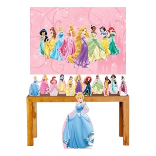 Kit Festa Princesas Disney Painel Topo de Bolo e Totens EVA