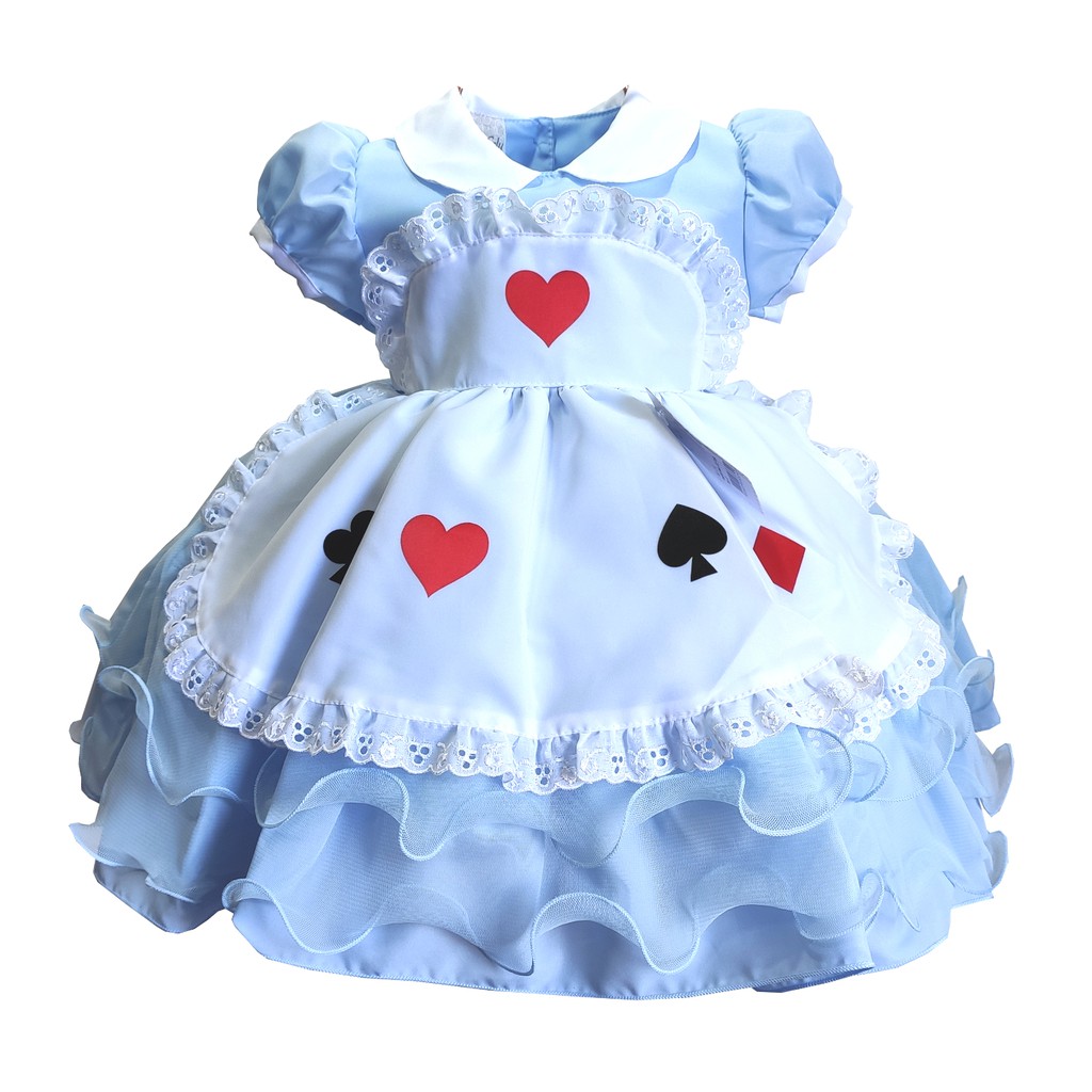 Roupa de alice no pais das hot sale maravilhas para bebe