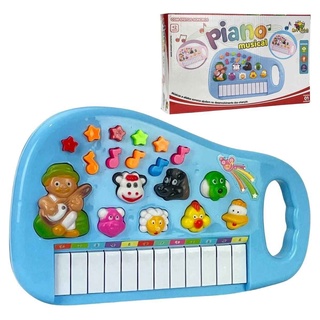 Piano Teclado Infantil Musical Bichos Fazendinha Rosa Art Brink