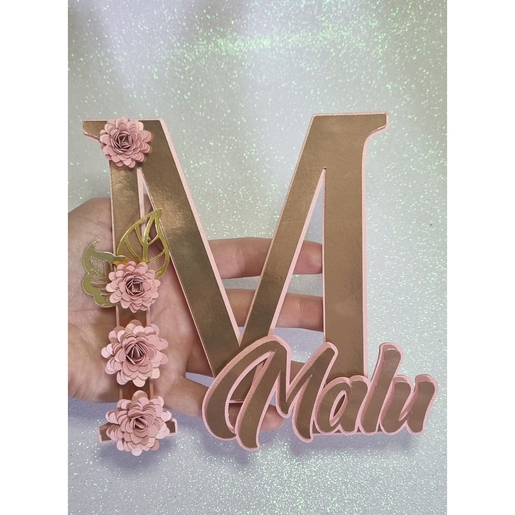 Topo de Bolo Letra Inicial - Personalizada.