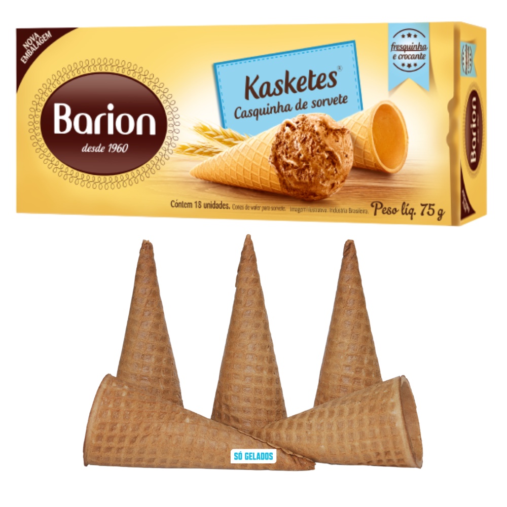 Casquinhas de Sorvete e Cone Trufado c/ 18 unidades - Kasketes Barion ...