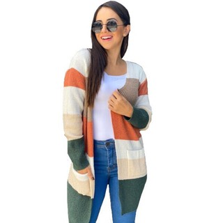 Kimono Cardigan Casaco Listrado Colorido Lançamento Pronta Entrega
