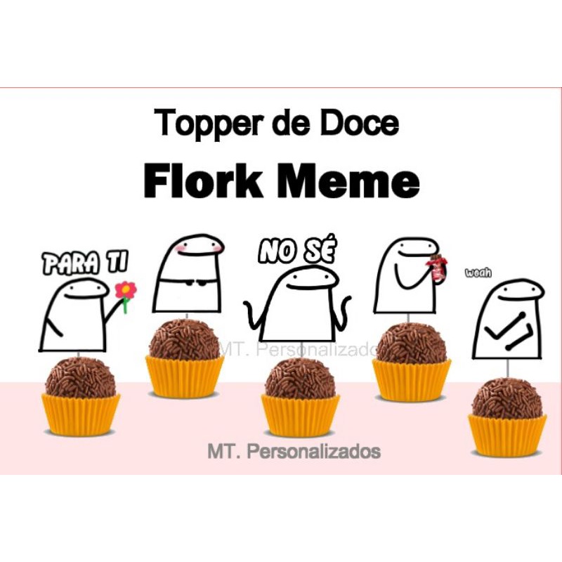 DECORAÇÃO DE MESA BENTO CAKE FLORK MEME C/ 08 UNIDS - FESTCOLOR