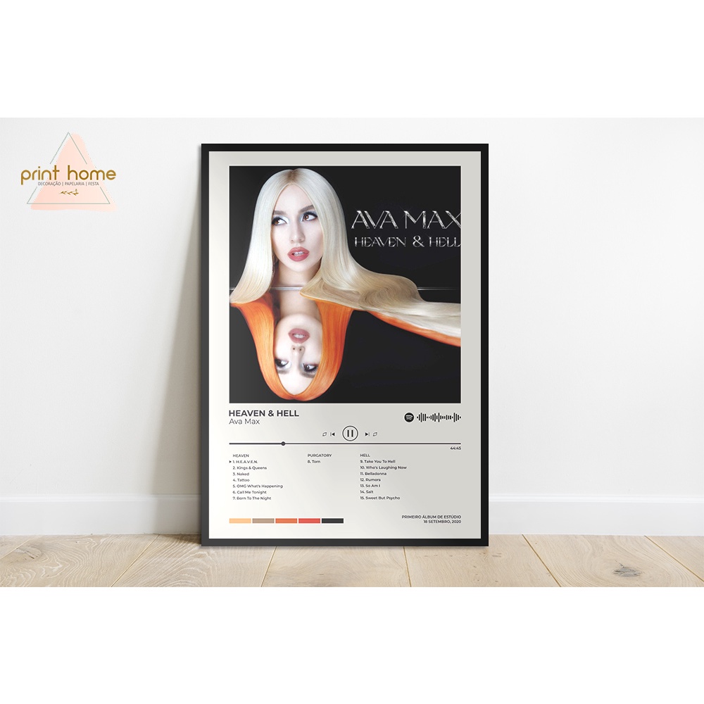 Quadro Placa MDF Spotify Álbum Ava Max Heaven and Hell | Shopee Brasil