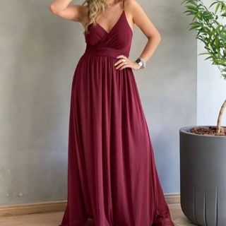 Vestido longo de festa Tule Forrado alça0647