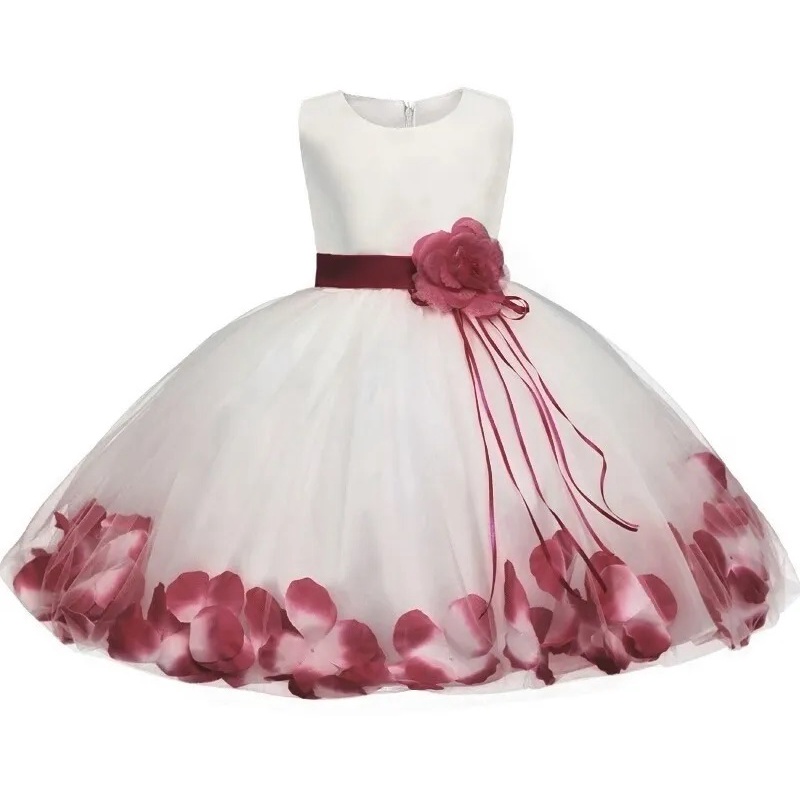Vestido Infantil Branco Rosa Daminha Flor Princesa Casamento Festa