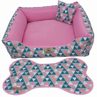 Cama Caminha Pet 60x60 Com Jogo Americano Kit 3 Peças Para Cachorros E Gatos Impermeavel 100% Lavavel