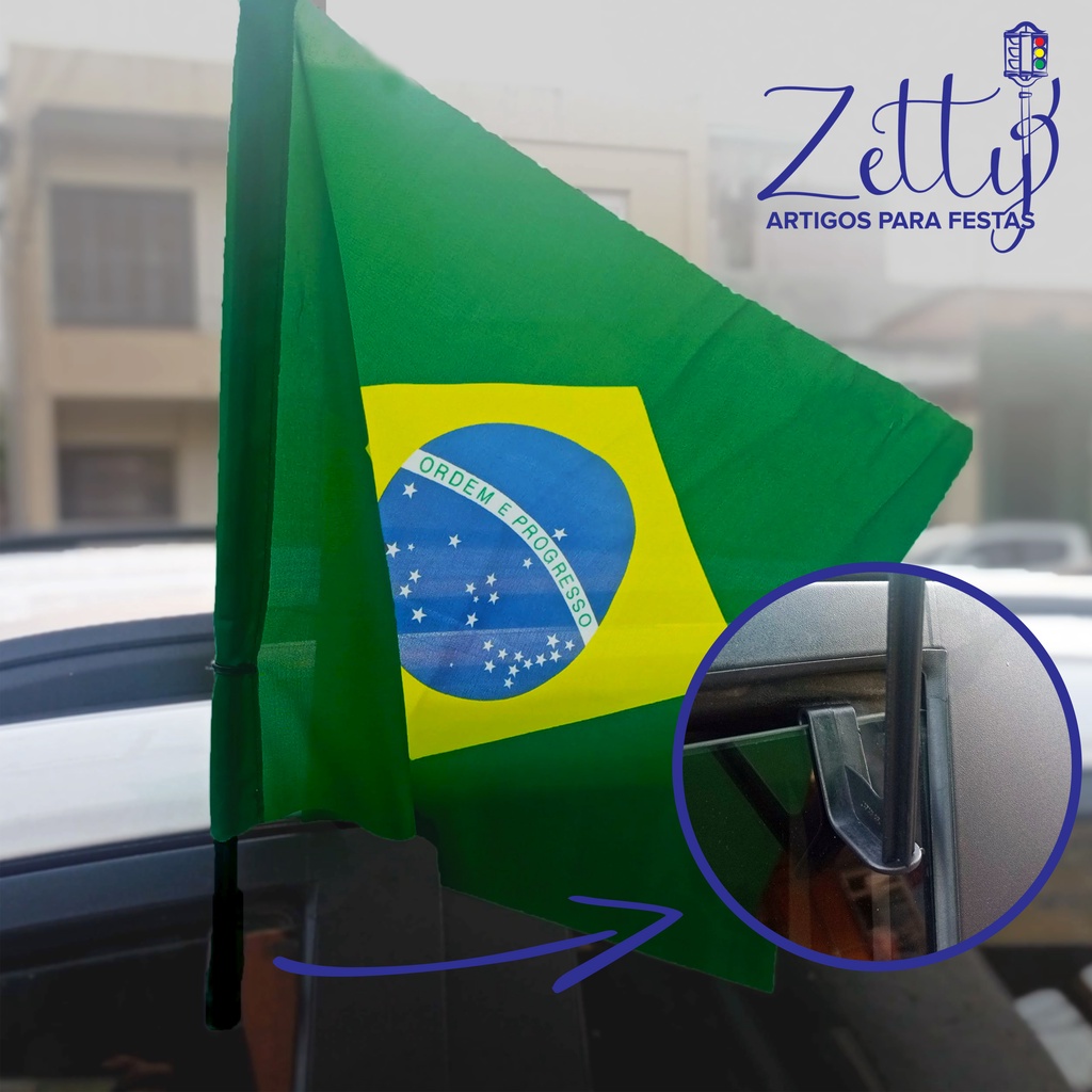 Bandeira Brasil Tecido com Haste para Carro 45x30 cm