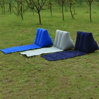 Inflável Dobrável Macio Tapete De Praia Cama De Ar Colchão De Viagem Cadeira Assento Acampamento Lazer Espreguiçadeira Volta Travesseiro Almofada