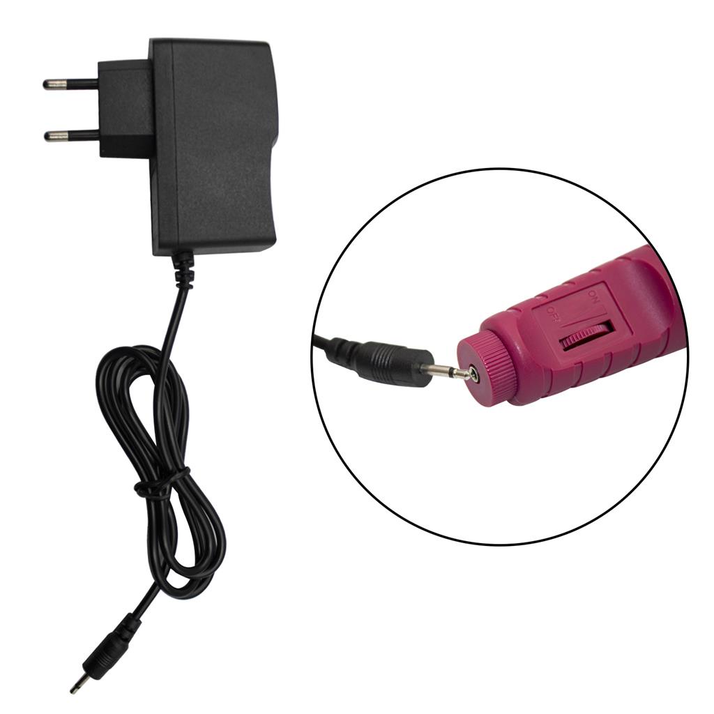 Fonte Carregador para Lixadeira Motor de Unhas 9V 12VDC Bivolt Nails Designer Reserva Lixa Elétrica