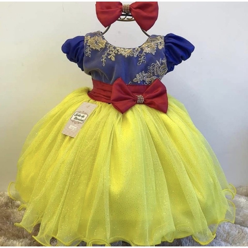 Sete Anões Vestido Infantil Da Branca De Neve Vestido Festa
