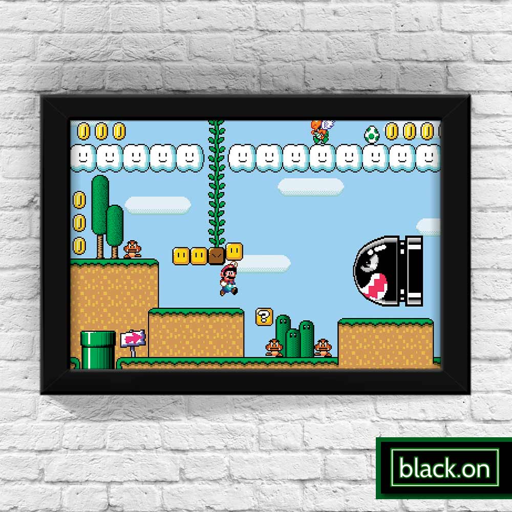 Poster Quadro Moldura Jogo Game Super Mario Bros 3 32x23cm 1