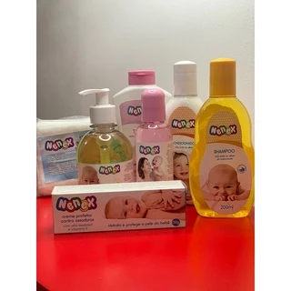 Kit Banho Nenex Menina 1 shampoo 1 condicionador 1 Sabonete Líquido 1 Talco 1 Colônia 1 Creme contra Assadura.