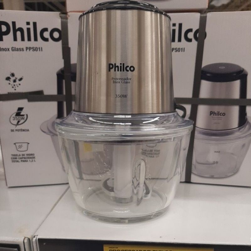 Mini Processador Philco Inox Vidro 1.2L 350W 127V | Shopee Brasil