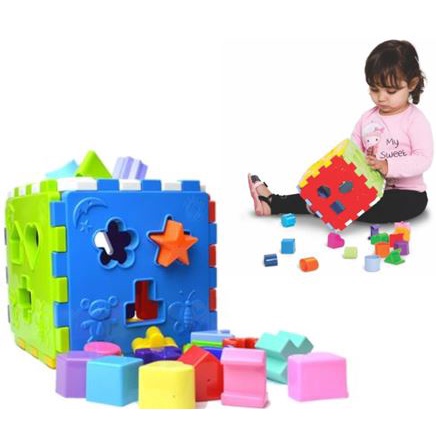 Cubo Didático Jogo De Encaixe As Peças Crianças Bebe 1 Ano - Kendy