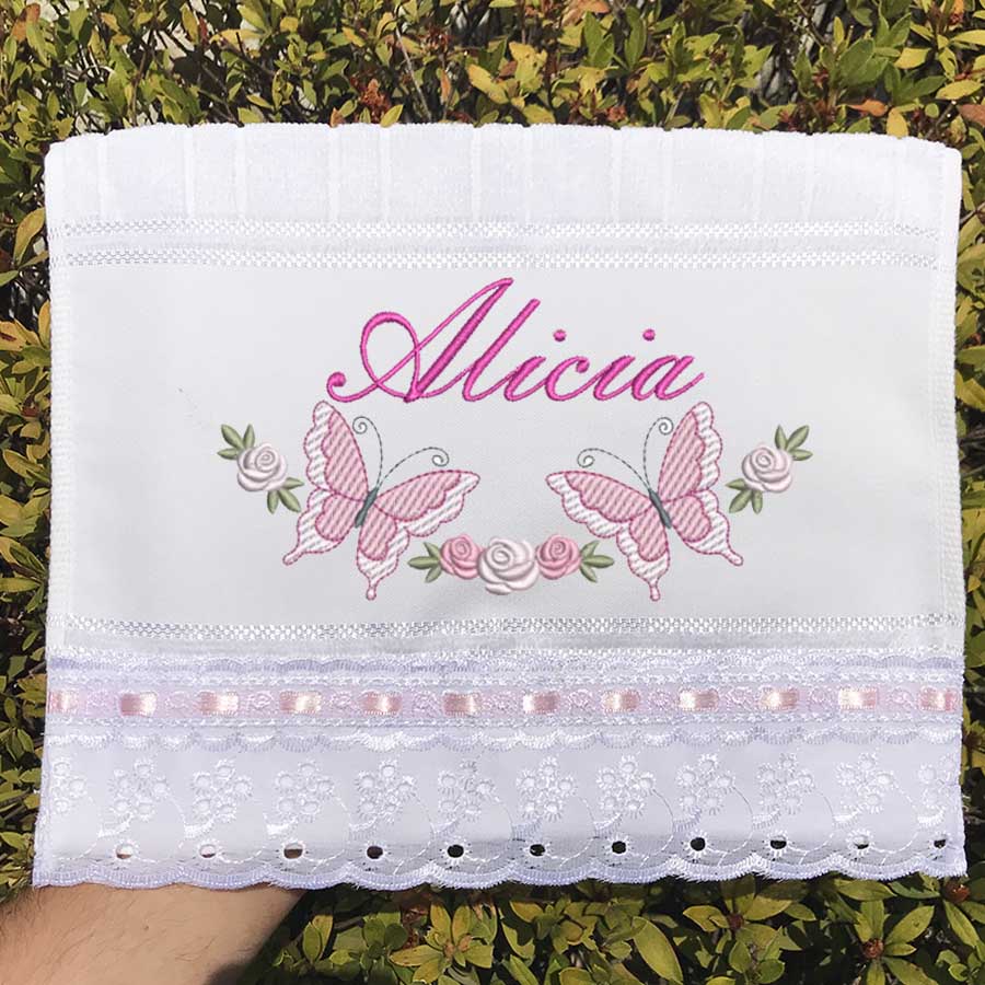 Toalha De Boca Bordada Borboleta Personalizada Com Nome | Shopee Brasil