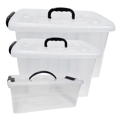 Kit 3 Caixa Organizadora Container 12, 38, 77l Com Rodinhas | Shopee Brasil