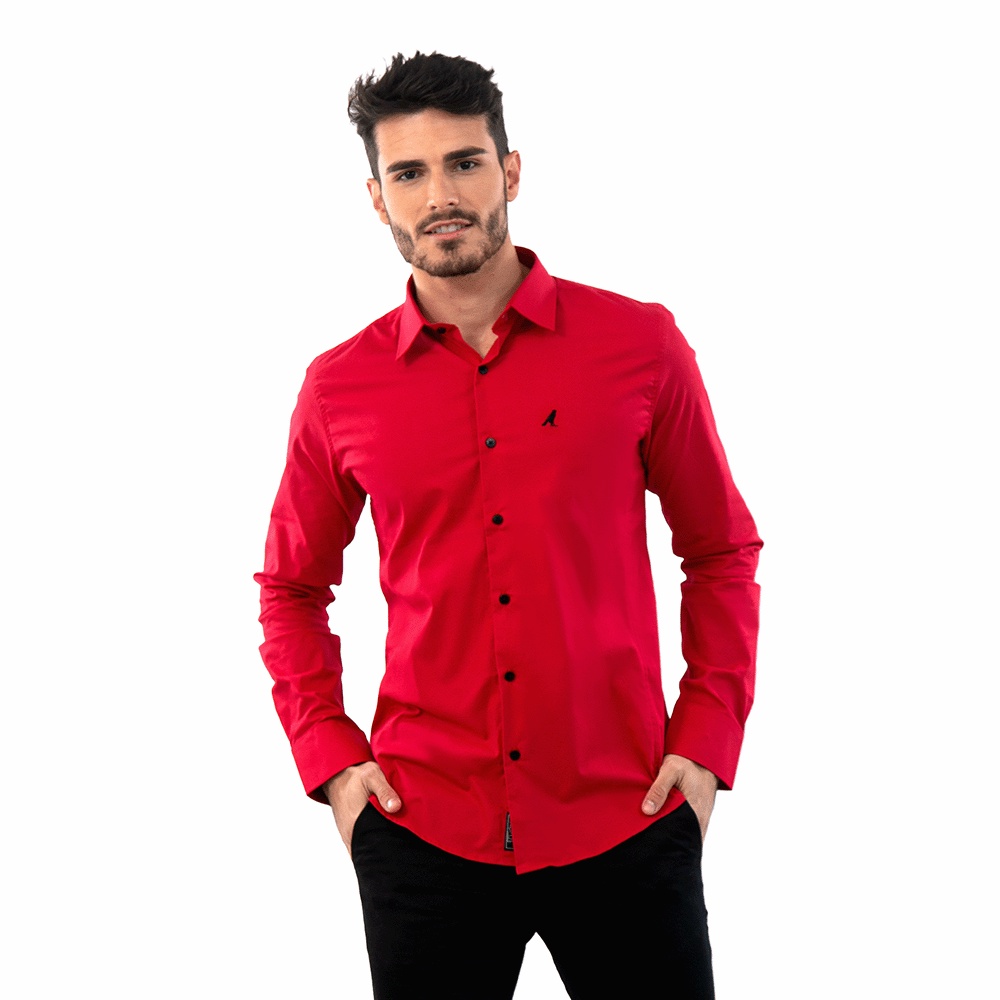 Camisa social sales vermelha masculina