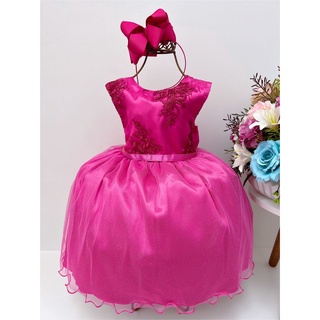 Vestido Infantil Festa Princesa Rosa Pink Vestido para Crianças Meninas  Vestido Elegante Luxo Princesas