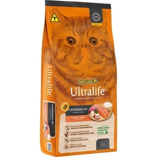 Ração Special Cat Ultralife Salmão e Arroz para Gatos Castrados 10+