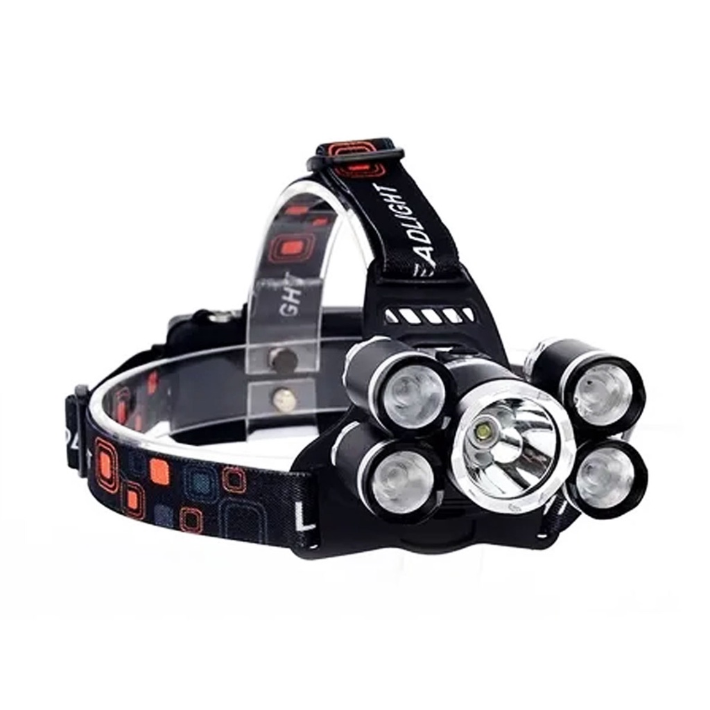 Lanterna De Cabeça Farol 5 Leds T6 Recarregável