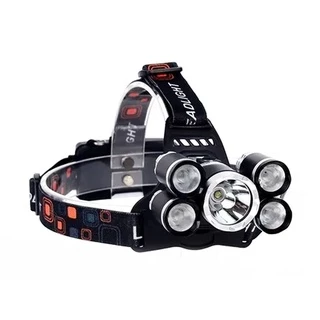 Lanterna De Cabeça Farol 5 Leds T6 Recarregável