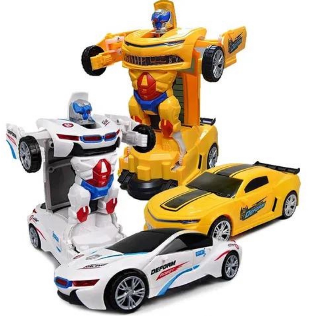 carro policia transformers vira robo 3 d com sons luzes led e