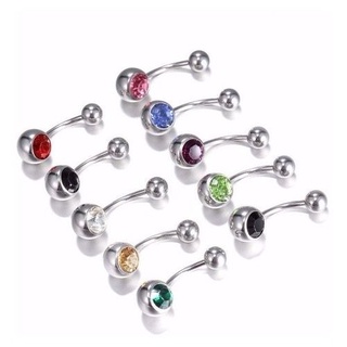 Kit piercing de umbigo 12 Unidades Cartela de piercing de umbigo colorido aço cirúrgico