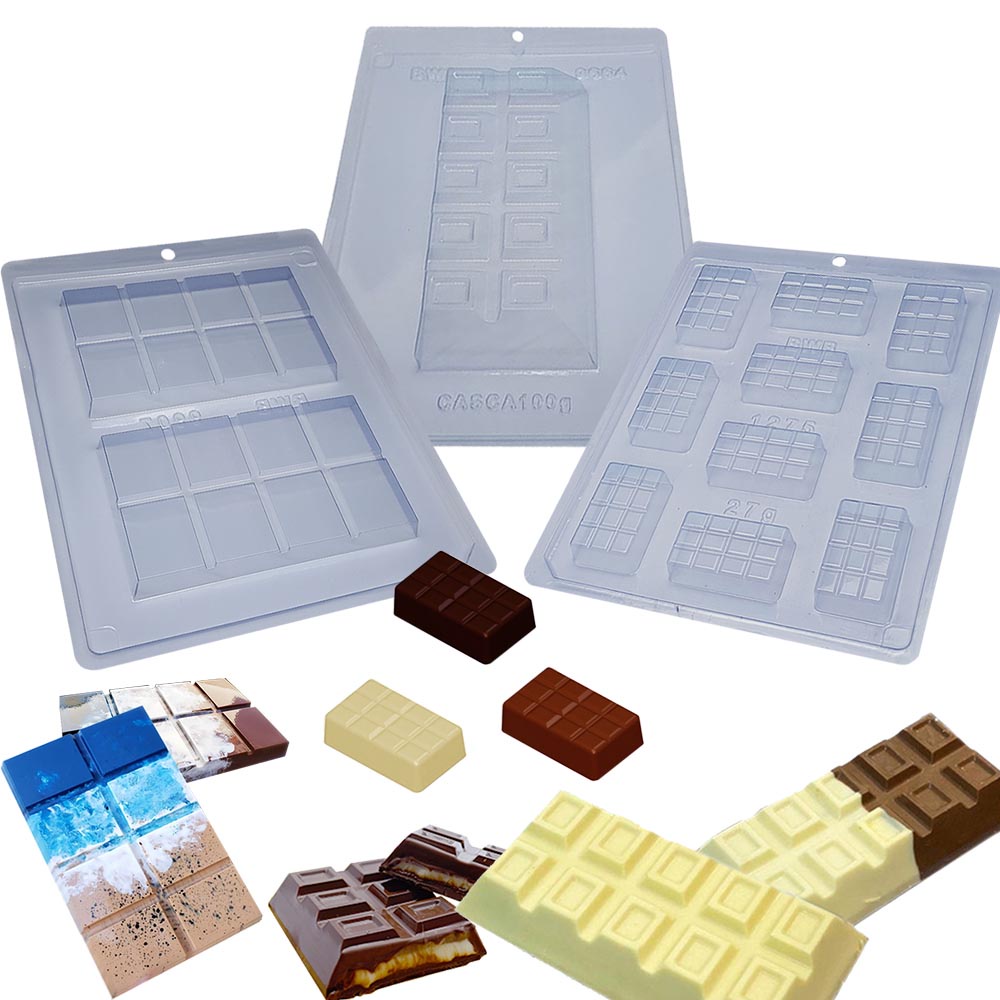 Kit Formas Para Chocolate Bwb Barra Para Rechear Barra Golden Bar Simples Tablete Gomos